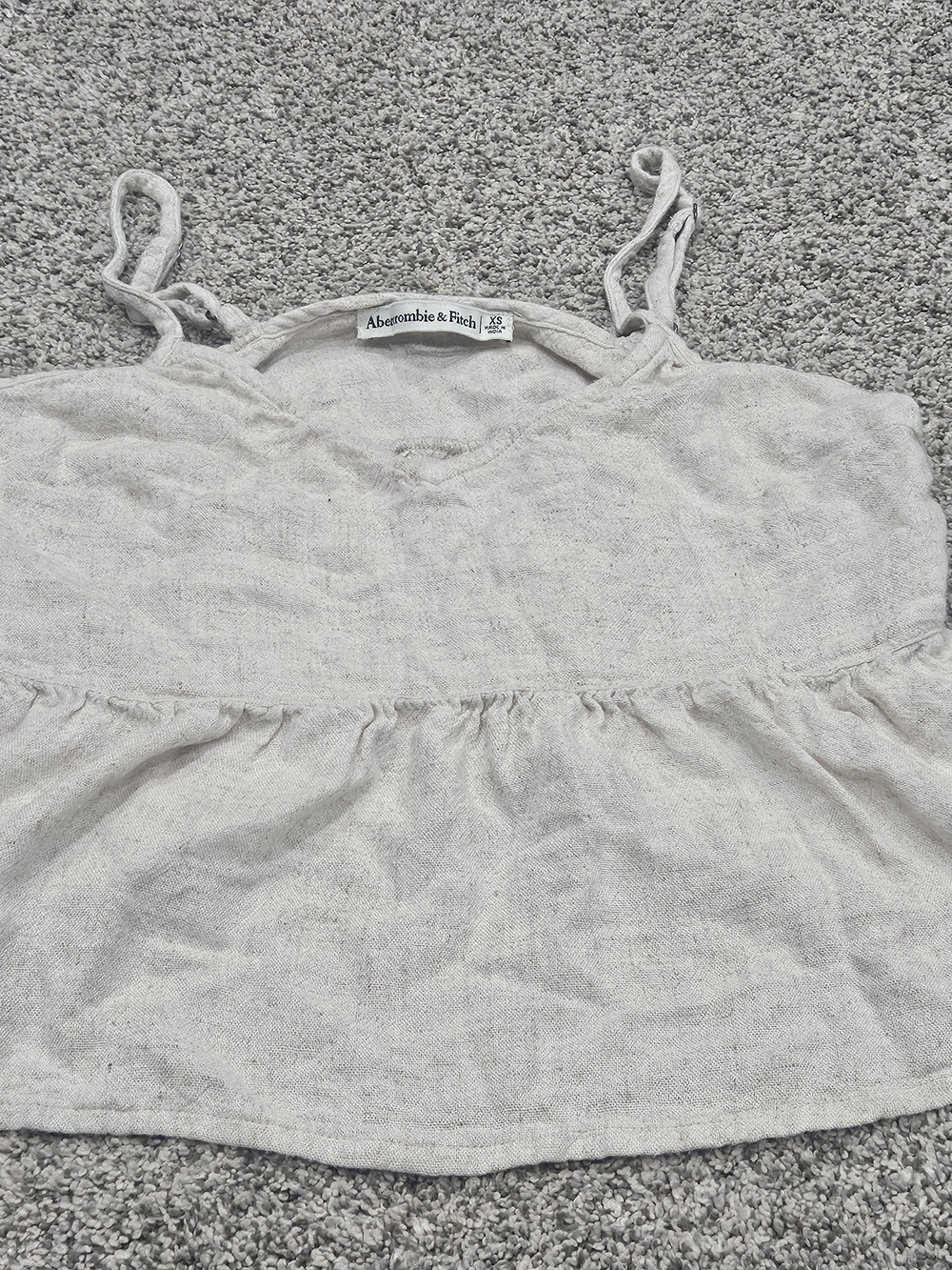 Abercrombie & Fitch Light Beige Linen-Blend Crop Cami